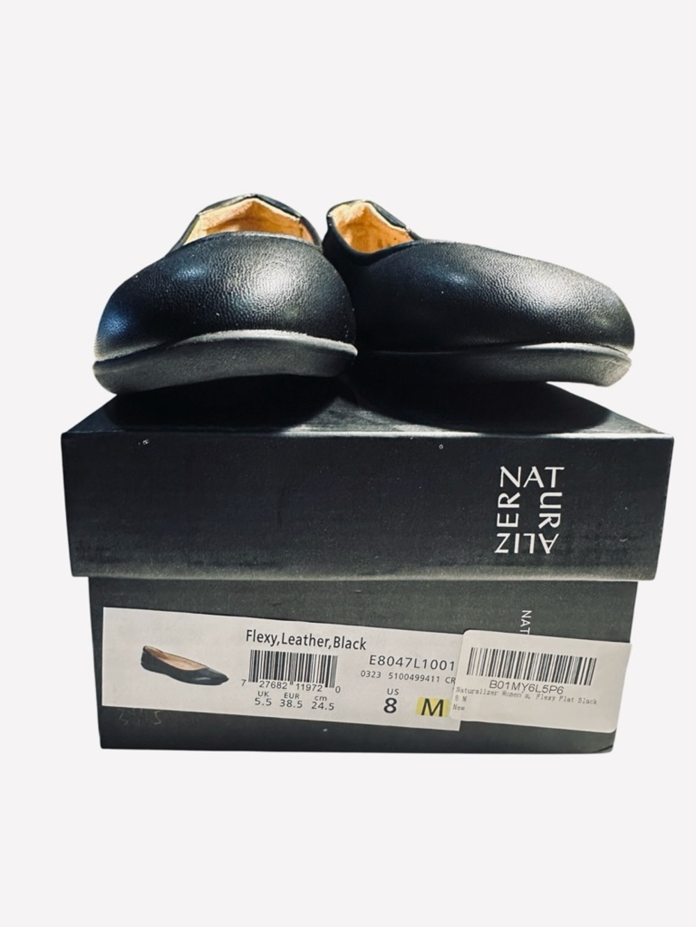 Naturalizer Flexy Leather Flats Black Size 8 M Comfort Slip On Ballet Shoes - Picture 4 of 10